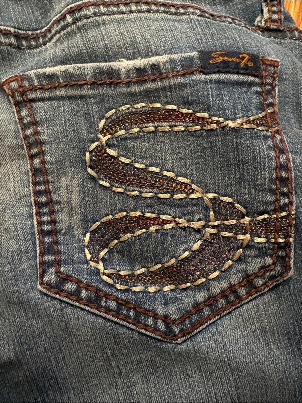 Seven7 Women's Flare jeans with Embroidered Pocket